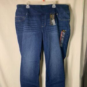 NWT Women's Lee Slim Fit Skinny Leg Mid Rise Size 24W Blue Denim Jeans 42" x 31"